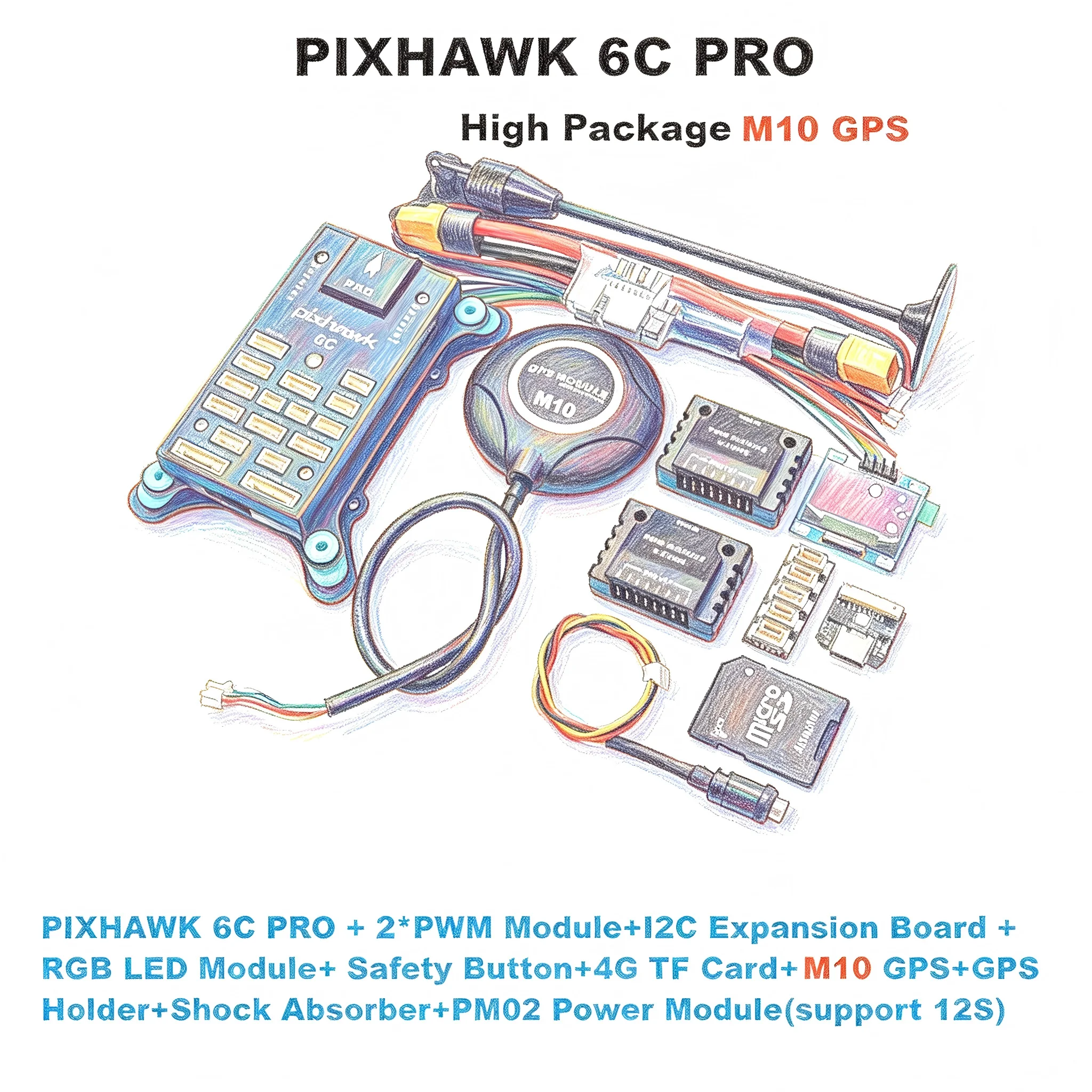 

PixHawk 6C PRO FMUV6C Ardupilot PX4 32 Bit Flight Controller Autopilot With 4G SD Safety Built-in Buzzer Copter Plane Rover Boat