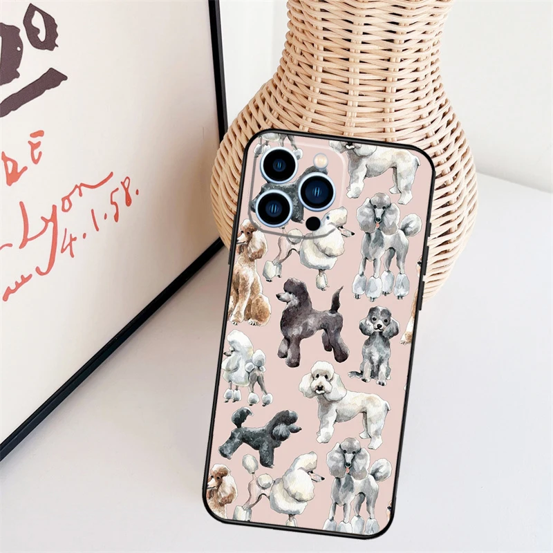 Poodle Dog Cartoon Funda For iPhone 16 15 Pro 14 Pro Max Plus 11 13 12 Mini X XS XR Phone Case