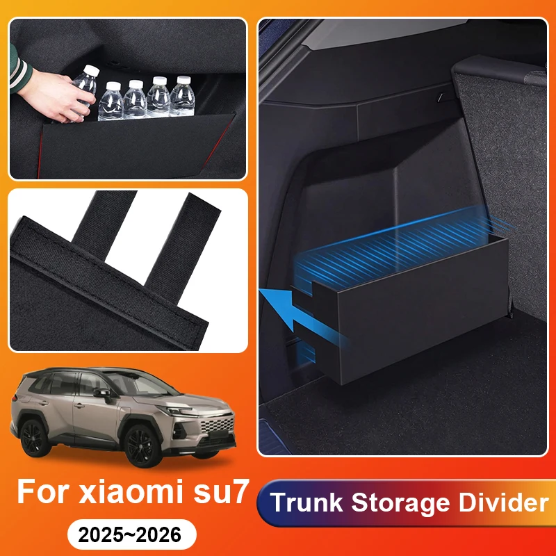 Trunk Storage Divider For BYD Atto 2 2026 Accessories Yuan Up Pro 2025 2024 Car Rear Side Partition Velcro Baffle Organizer Boxs