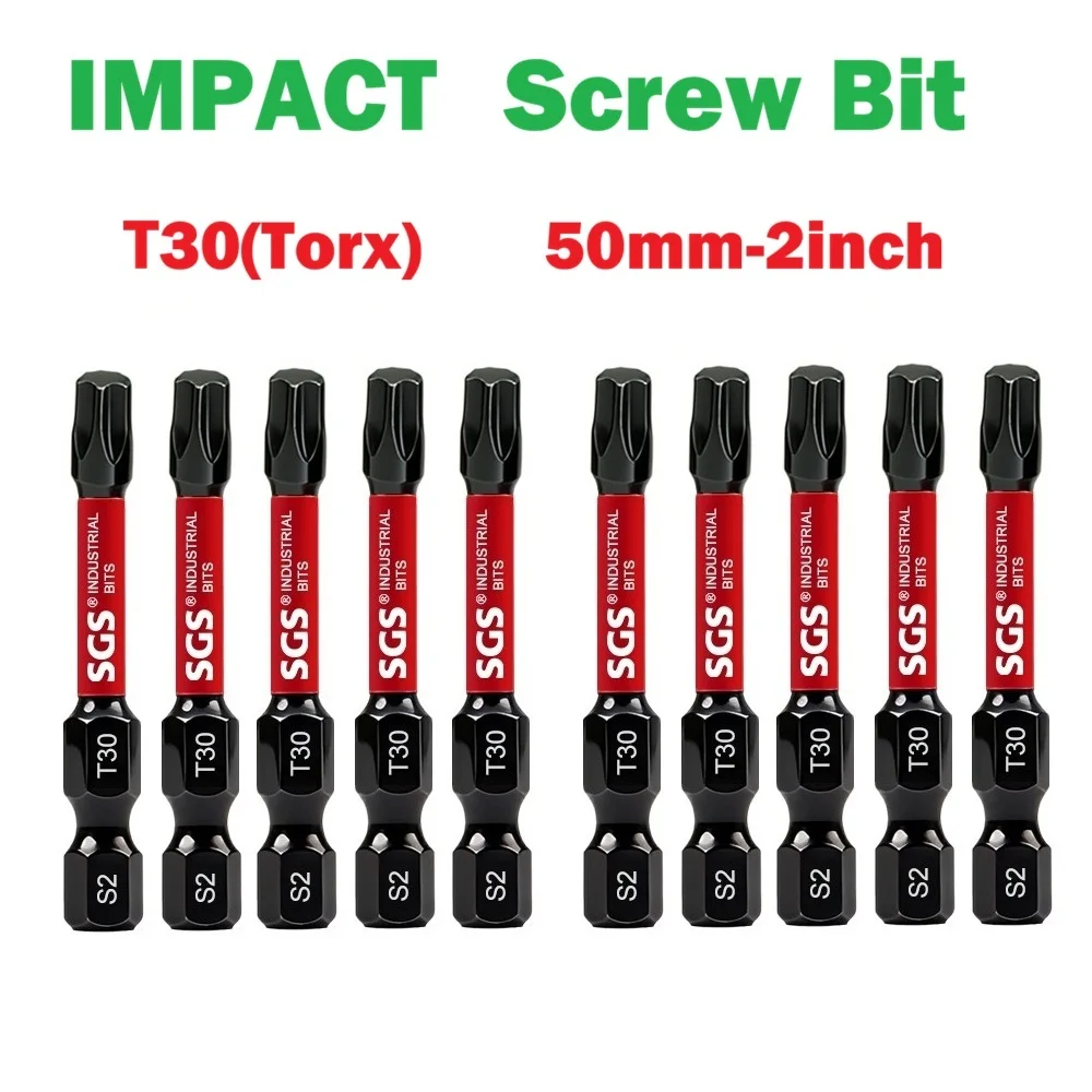 Juego de Puntas Magnéticas para Destornillador Eléctrico de 2 Pulgadas (50 mm), Puntas de Destornillador Tipo Torx, Acero Aleado S2, Juego de Puntas de Destornillador Estrella T30