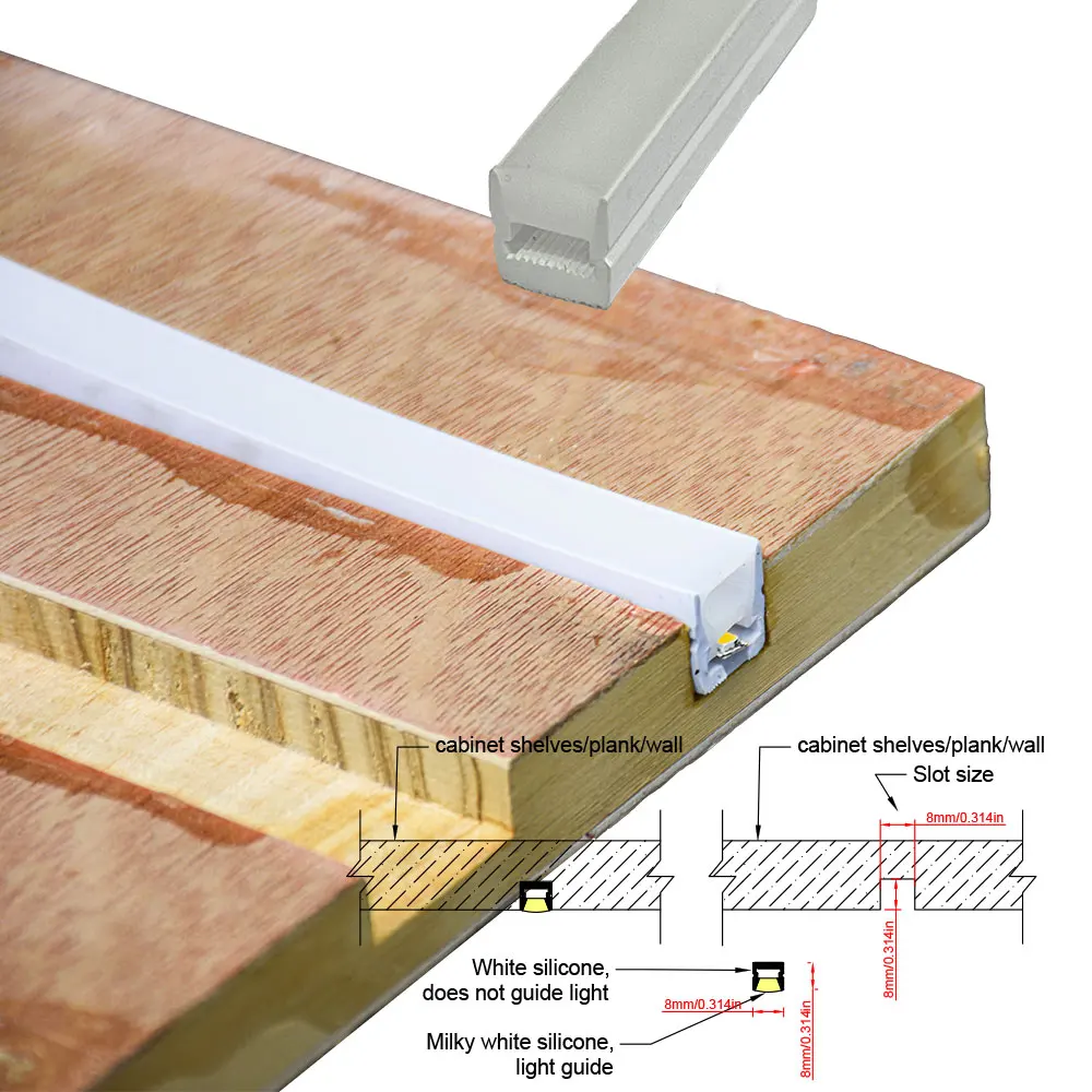 8 × 8mm 1-5m elastyczny dioda z obudową silikonową LED do szafek szafy regały z neonową rurką i profilem LED