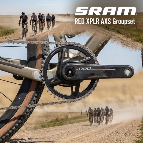 SRAM RED XPLR AXS GROUPSET includes rear derailleur, shift-brake controls, chain, disc brake calipers, rotors, battery charger