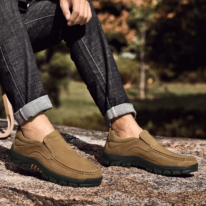 Luxury Brand Business Leather Shoes Classic Retro Men Comfort Loafers High-quality Handmade Genuine Leather Slip-on Casual Shoes