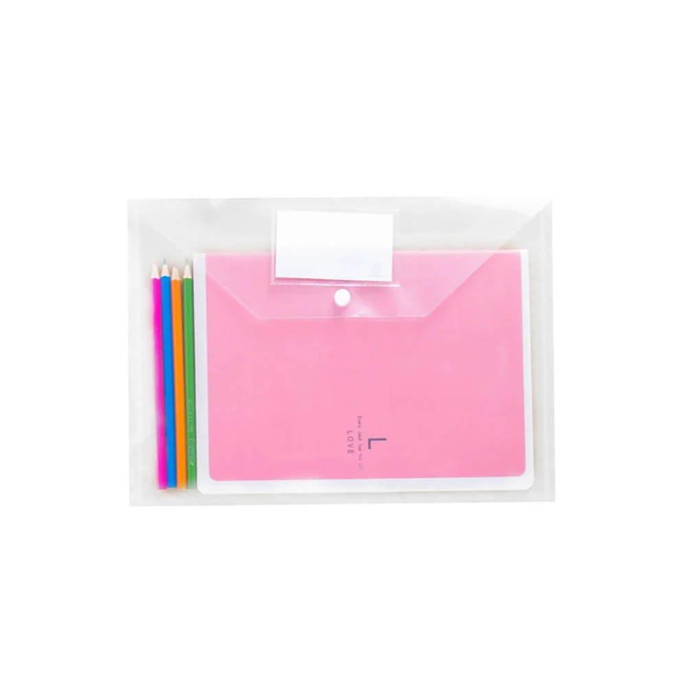 10Pcs A4 Document Folders Clear Plastic Snap Button Envelopes Organizer Tear Proof Water Resistant Secure File Storage