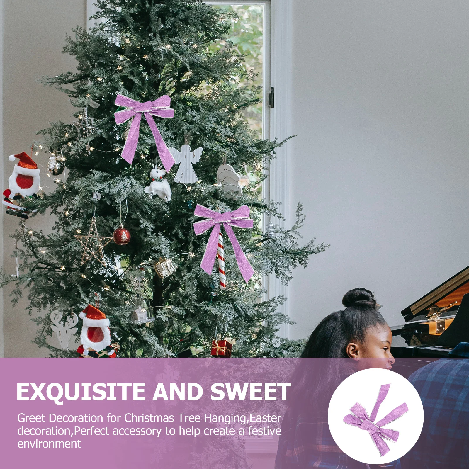 

Butterfly Knot Decorations Glitter Purple Christmas Tree Hanging Ornament For Holiday Party Wedding Festival Home Garden