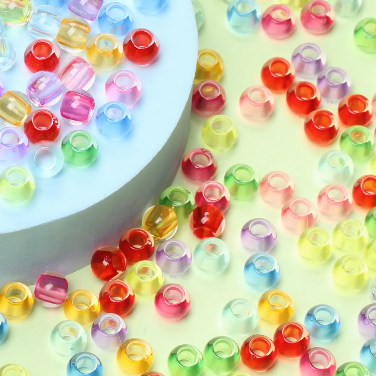 8/10mm 40/20pcs Candy Color Clear Big Hole Round Loose Beads For Jewelry Making DIY Necklace Bracelet Handmade Accessories