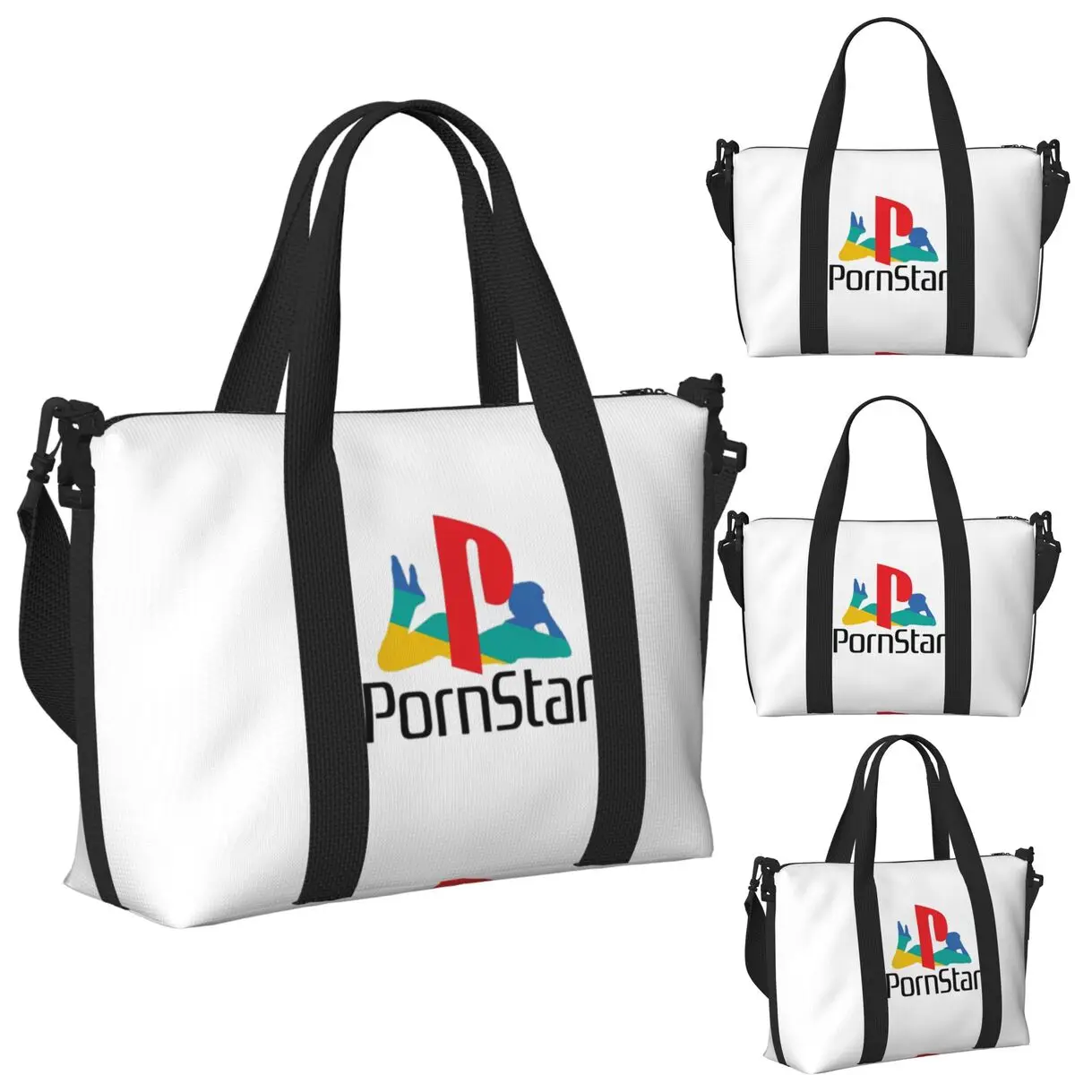 

Ps Pron Star Белая пляжная дорожная сумка Большая вместительная сумка-тоут для тренажерного зала Йога Женская дорожная сумка для покупок
