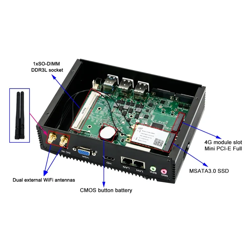 Mini PC I-ntel Pentium N3520/ Ce-leron N2920 a quattro core USB3.0 HD/VGA 2 * RS232COM Piccolo computer desktop industriale