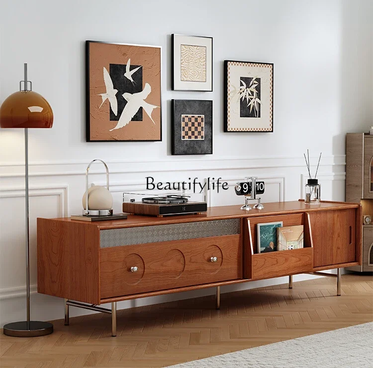 

FG10Medieval solid wood TV cabinet American high-end floor-to-ceiling black storage locker