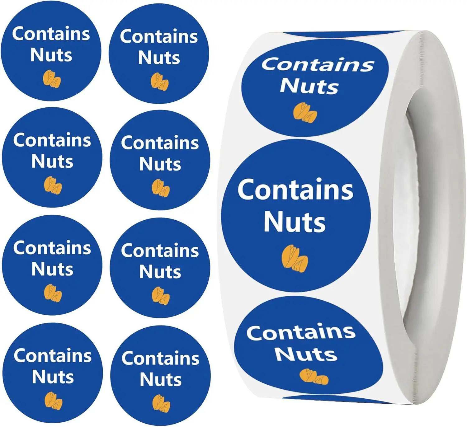 Contains Nuts Labels 1 inch Allergen Warning Stickers Round Allergies Food Rotation Advisory Circle Dots 500 pcs Gift Stickers