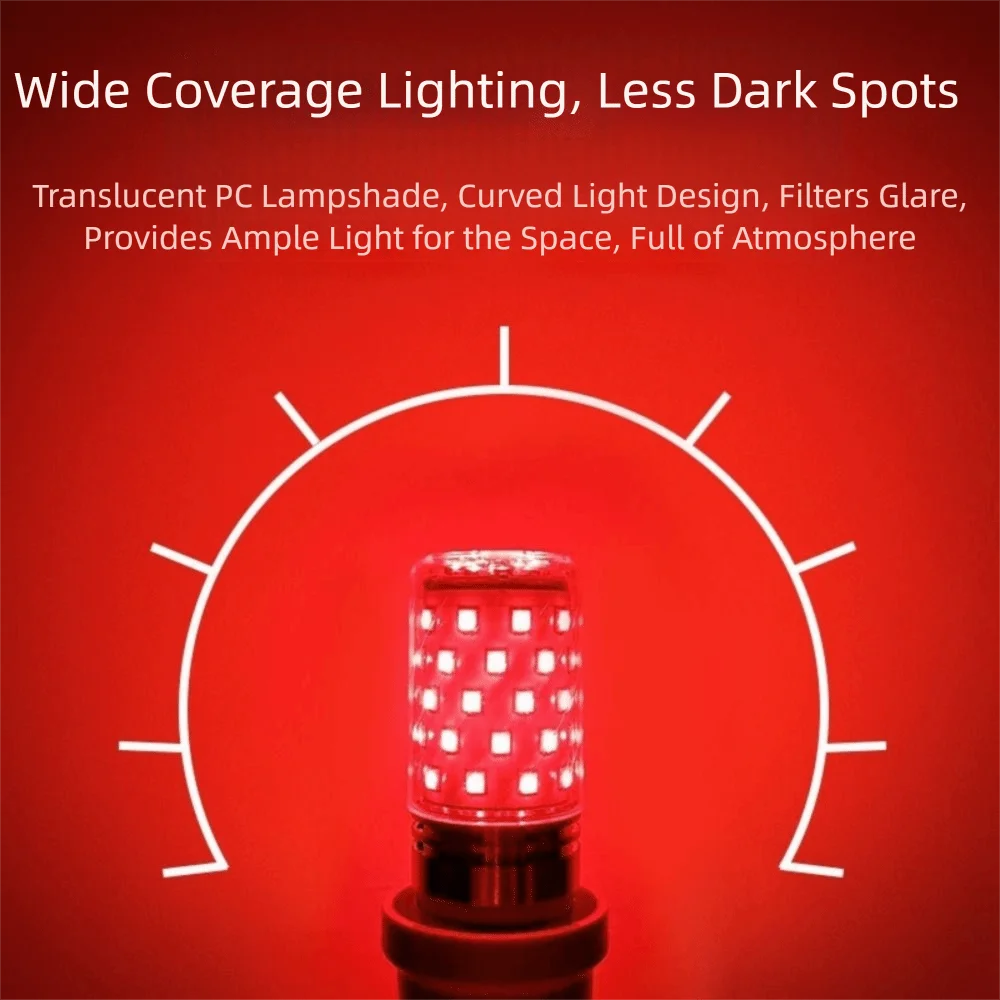 اللون الأحمر E14/ E27 أضواء الذرة سطوع عالية لا وميض السنة الجديدة فانوس ضوء لمبة توفير الطاقة استبدال لمبات LED #2
