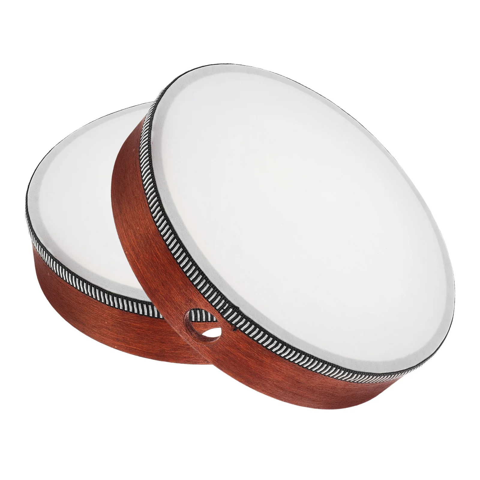 

2Pcs 8 Inch Wood Hand Drum Comfortable Grip Quality Sound Design for School Home Performance Use Tamburin Kinder