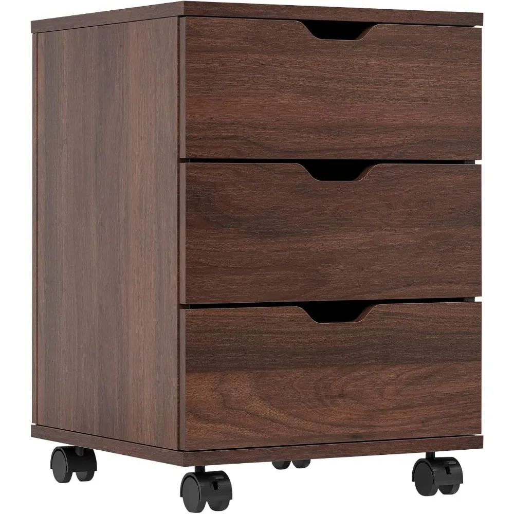 

Mobile File Cabinet for Home Office, 3 Drawer Chest Wood, Drawers Unit for Under Desk, Storage Drawers Cabinet Brown