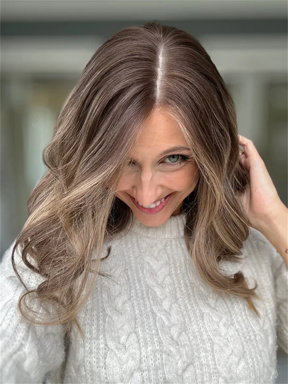 المرأة موجة قصيرة شقراء الباروكات تأثيري استخدام سمراء يسلط الضوء على الاصطناعية الدانتيل شعر مستعار أمامي مزيج الشعر البشري غلويليس شعر مستعار واقعية