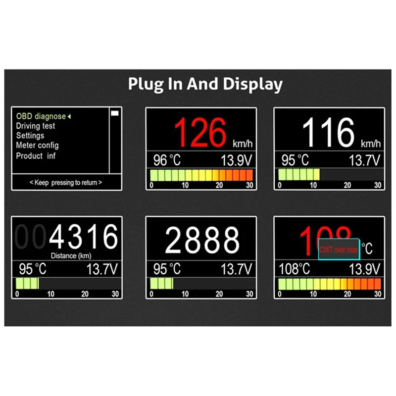

Car Digital Speedometer Car Computer A202 OBD2 OBD2 Head-Up Display Trip Display Speed