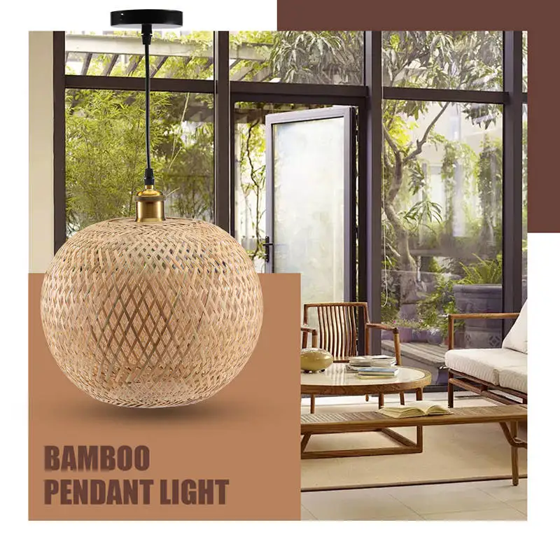 Тканый бамбуковый подвесной светильник, люстра из ротанга для гостиной, бара, плетеный подвесной светильник в стиле ретро-A69M