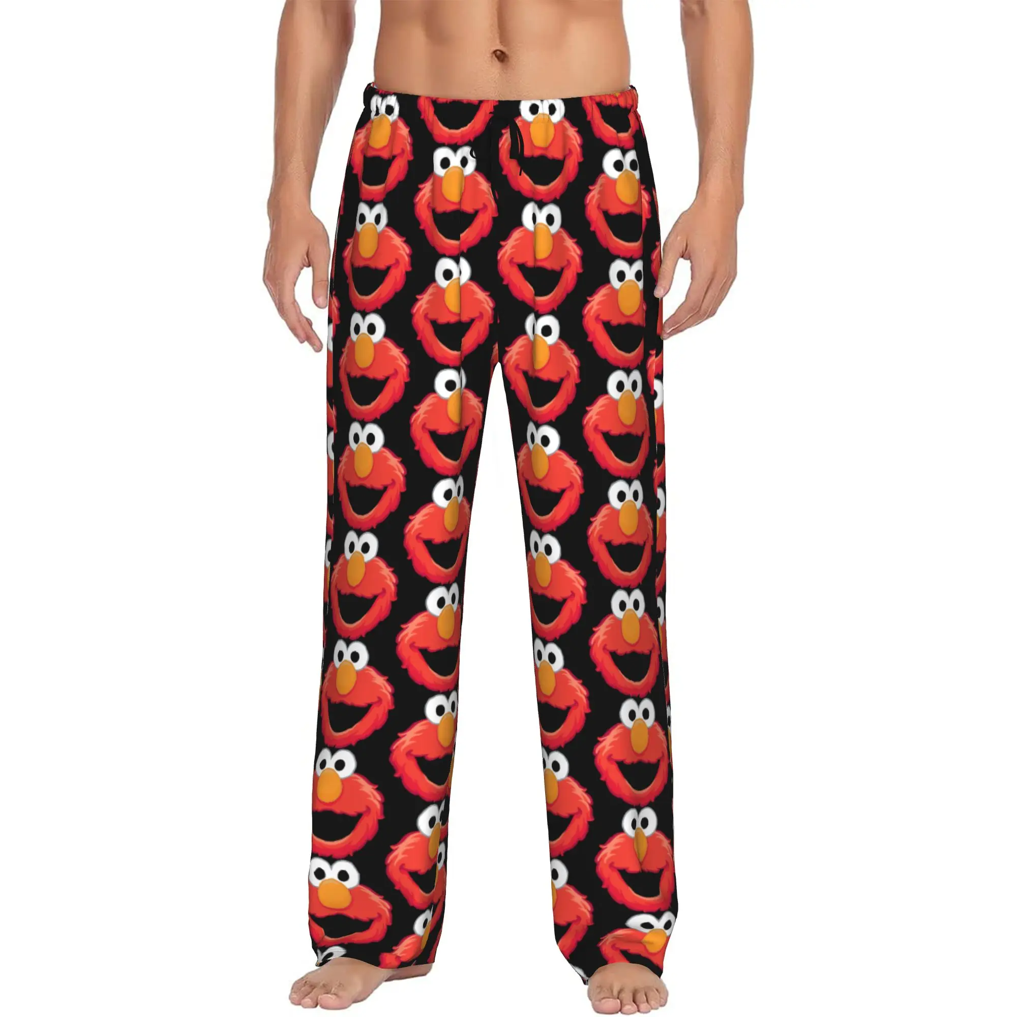 Custom Cookies Anime Monsters  Pajama Pants Sleepwear Men Elastic Waistband Elmo Cartoons Sleep Lounge Bottoms with Pockets