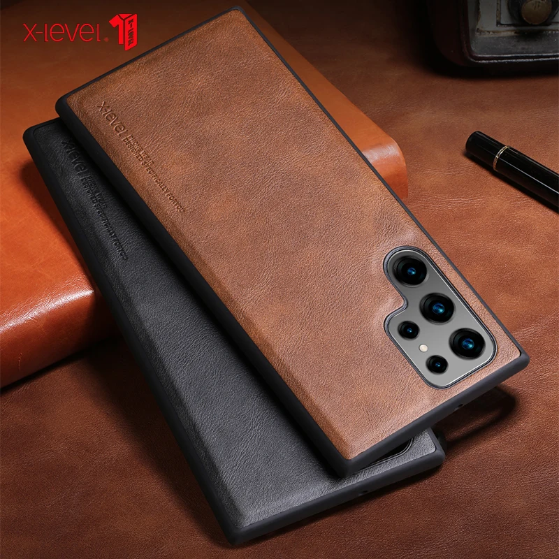 For Samsung Galaxy S23 Ultra чехол X-Level Retro Leather + Soft TPU Back Cover for Samsung s22 Ultra S23 Plus 울트라 케이스