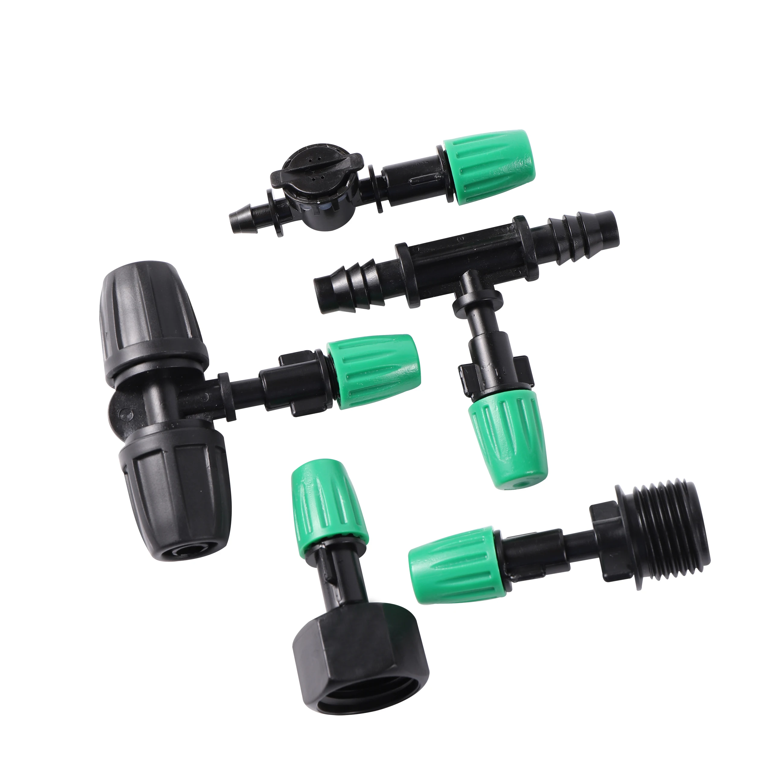 5pcs Misting Nozzle Dripper Watering Sprayer Atomizing Sprinkler Garden Irrigation System With Hose Tee Barb Thread Connector