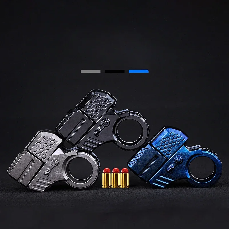 Alloy Mini Finger Ring Pistol Model Shell Throwing Soft Bullet Toy Gun Decompression Toys Golden Finger Blaster For Boys Adults