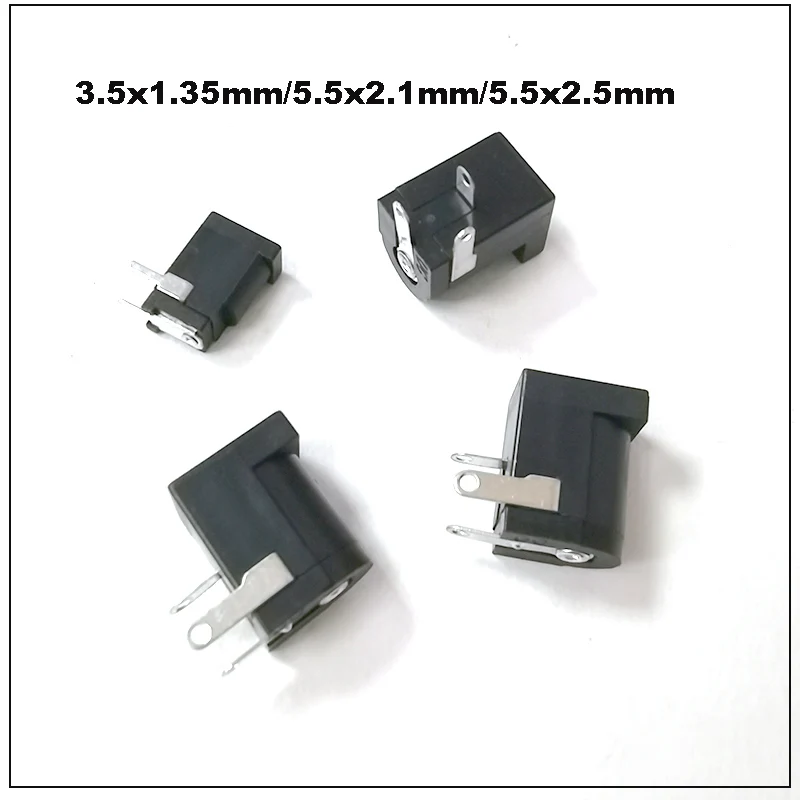 DC-005 DC Female Power Jack Socket Plug Connector 5521 5.5x2.1mm 5.5x2.5mm 3.5x1.35mm DC005 Barrel Angle PCB Mount Terminal B4