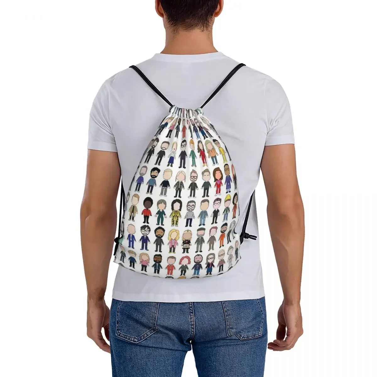 Cartaz fundido taskmaster primeira dez série mochila portátil sacos de cordão pacote bolso saco de esportes para homem mulher