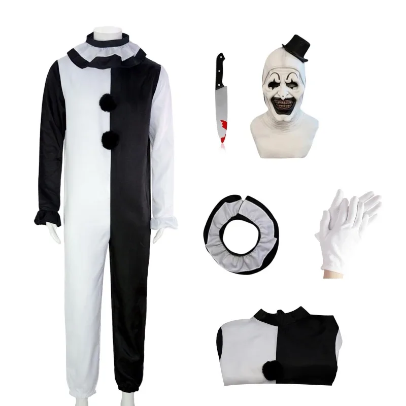 

Terrifier Art Clown Joker Cosplay Costume Kids Jumpsuit Mask Role Play Fancy Dress Up Horror Dress Suit Halloween Carnival Party