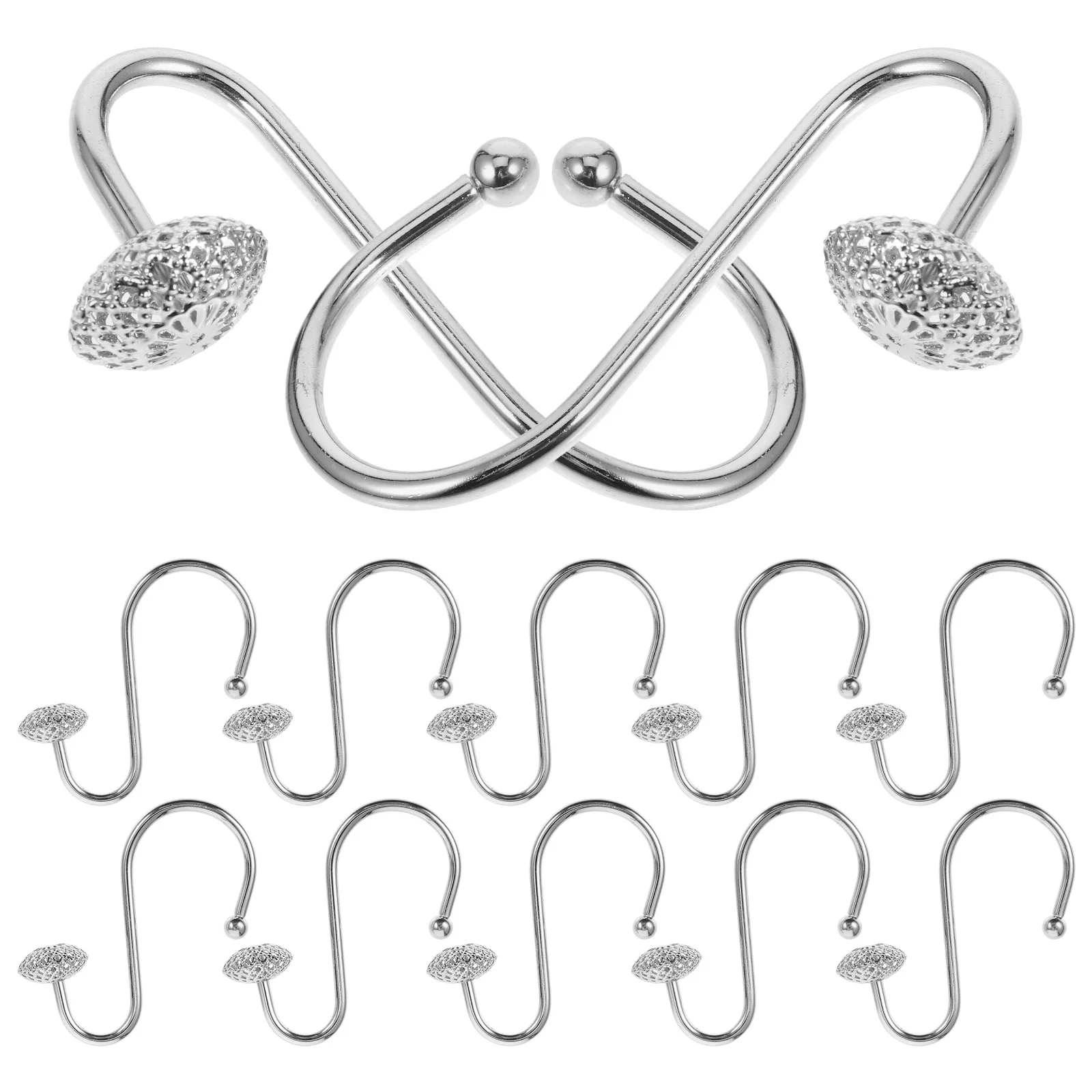 

12Pcs Shower Curtain Hooks Iron Heavy Duty Bathroom Curtain Hangers Smooth Slide Decorative Hooks for Shower