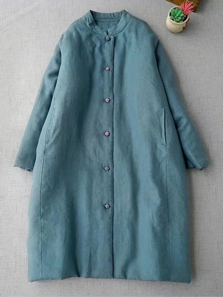 High Quality Japan Style Vintage Women Winter Coat New Oversized Loose Cotton-padded Buttons Parkas Long Quilted Outerwear