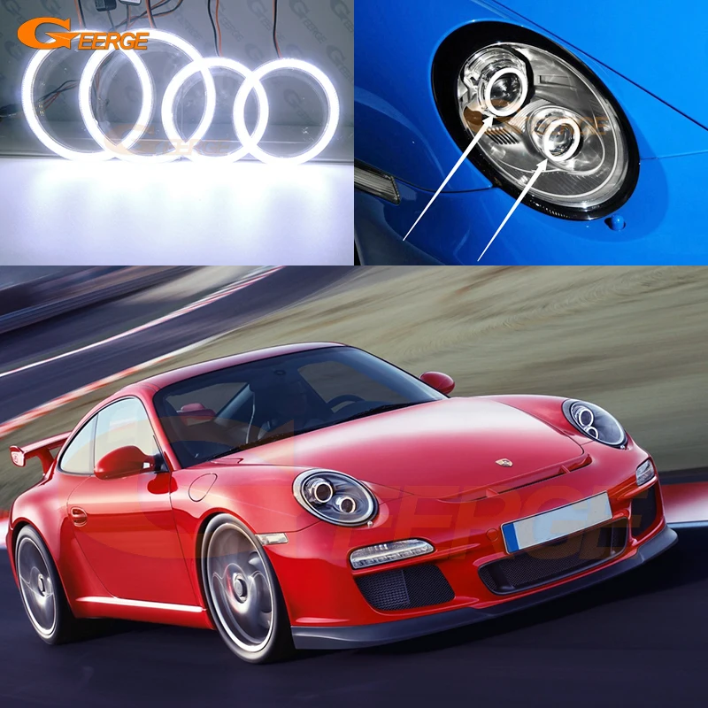 

For Porsche 997 911 2010 2011 2012 Xenon Headlight Excellent Day Light Ultra Bright COB Led Angel Eyes Kit Halo Rings