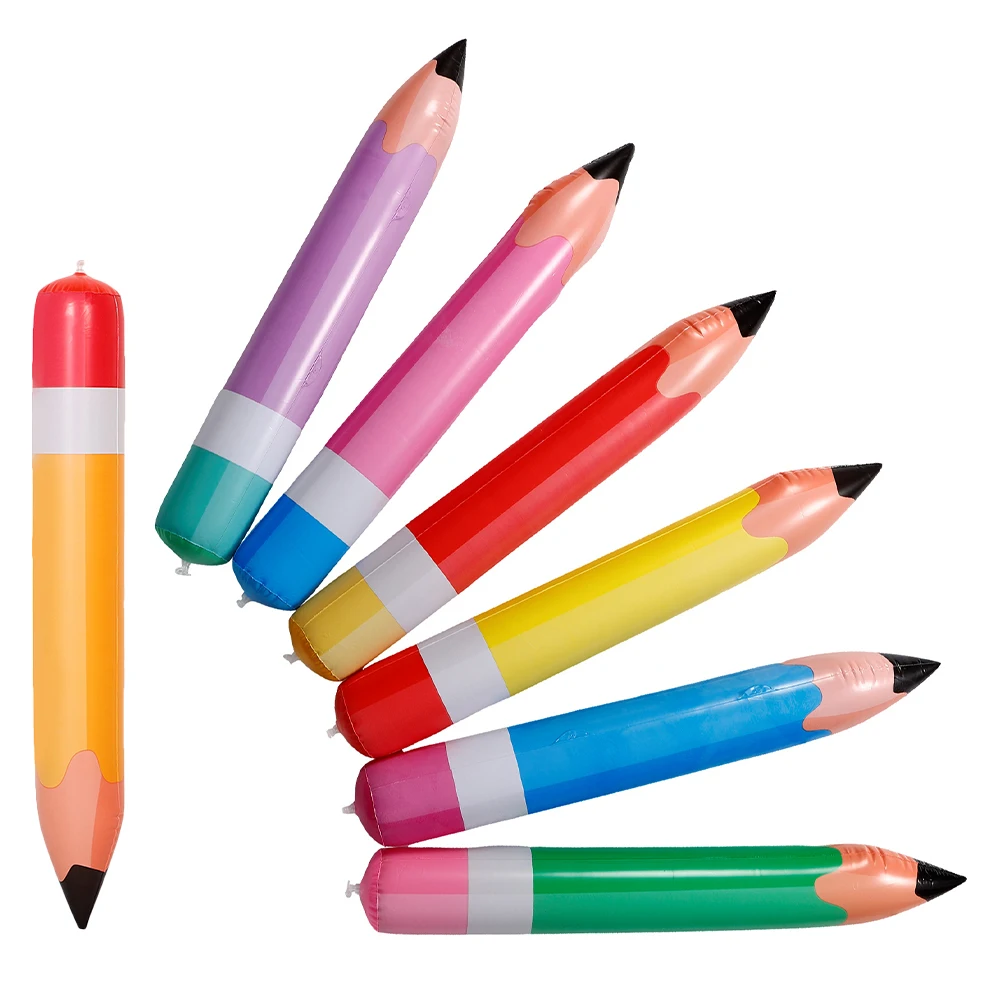 

7 Pcs Inflatable Pencil Back to School Supply Props Pvc Classroom Decoration Decorative