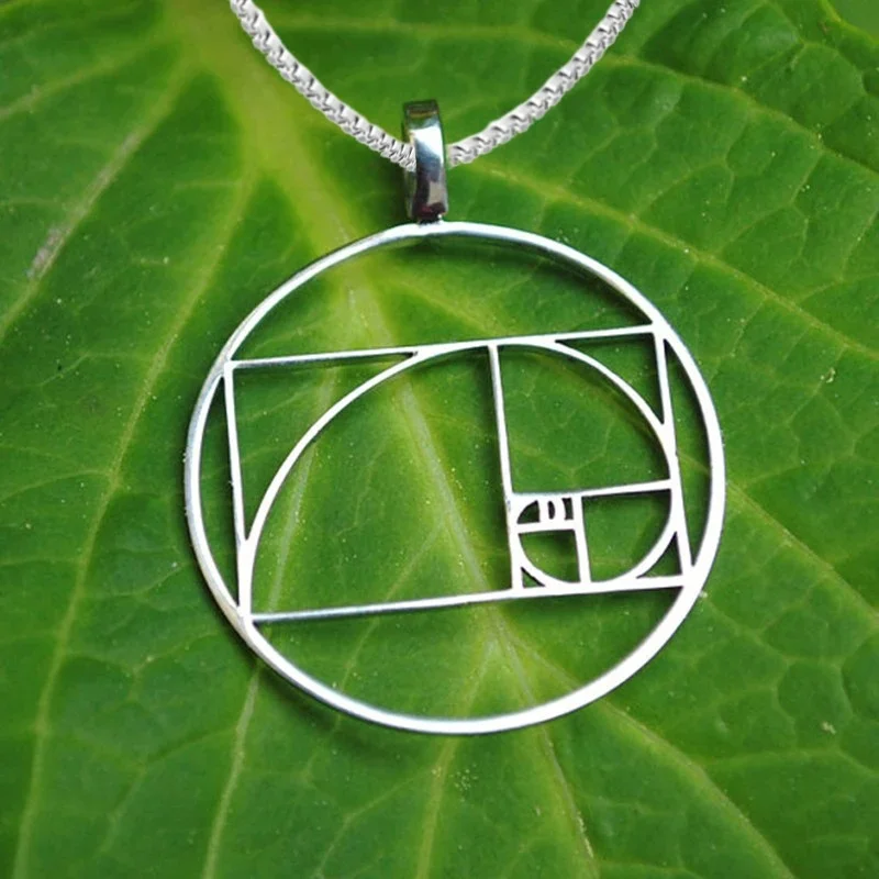 Women's Golden Ratio Sacred Geometry Necklace Fibonacci Circle Pendant, Spiritual Jewelry Gift for Her, Minimalist Everyday Wear