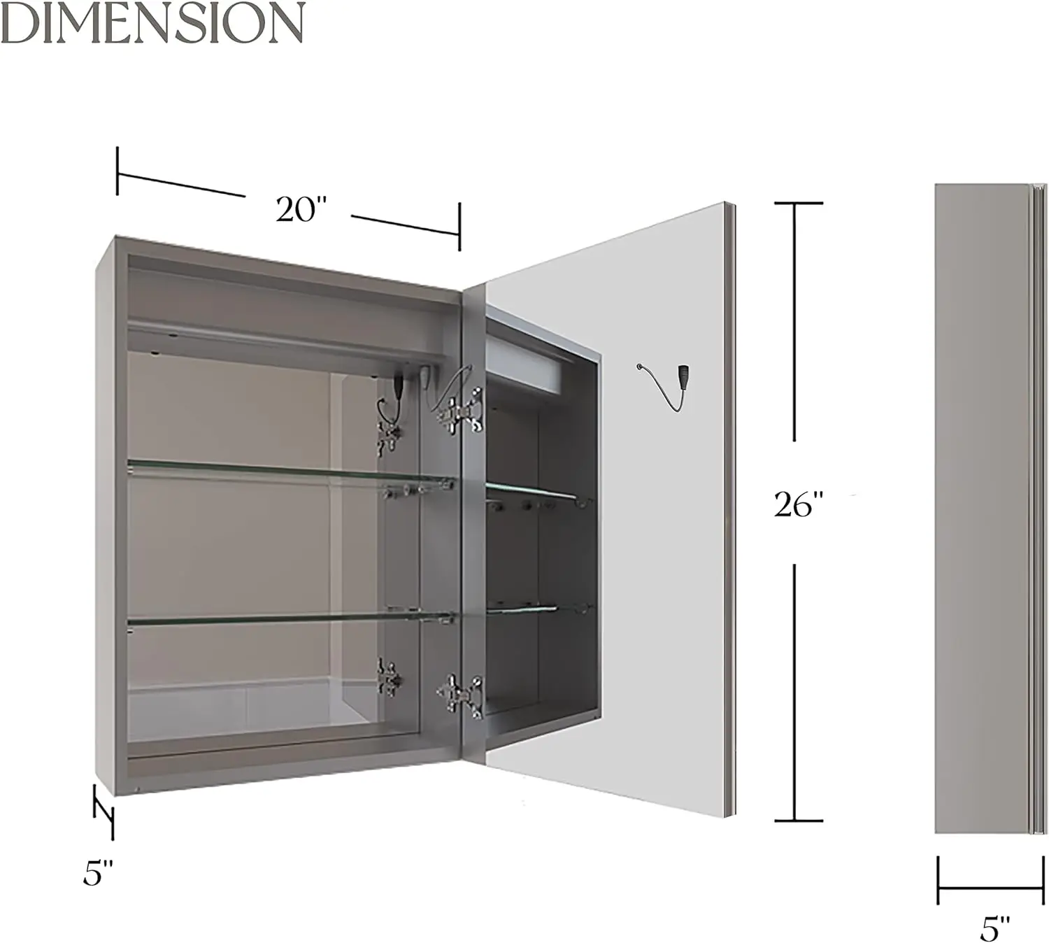 LIGMIRR 20×26 Inch Bathroom Medicine Cabinet with Lights, LED Medicine Cabinet with Mirror, Recessed or Surface Lighted Medicine