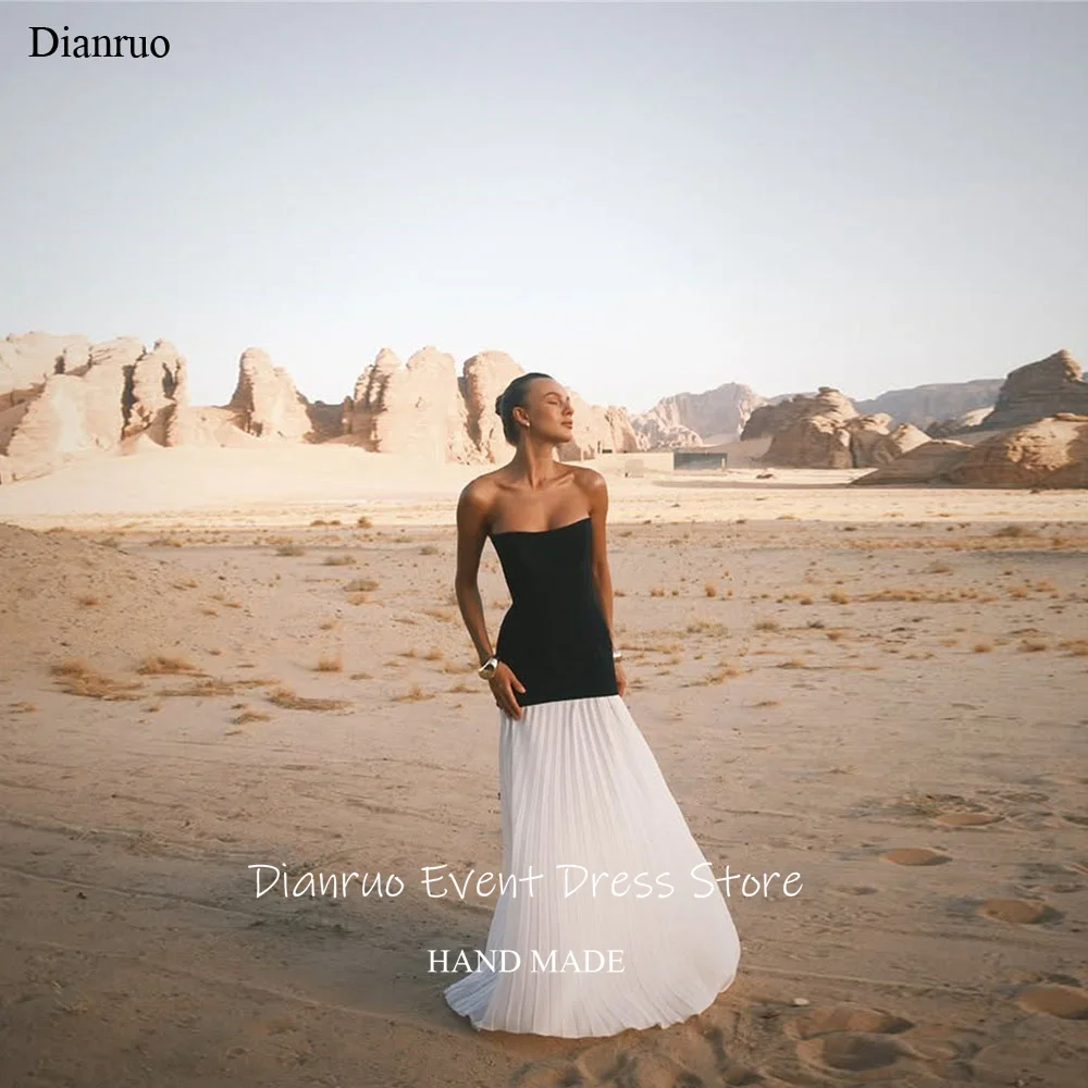 Dianruo двухцветное вечернее платье без бретелек с лентами длиной до пола, вечерние платья трапециевидной формы с рюшами, шифоновые платья для женщин, 2025 по индивидуальному заказу