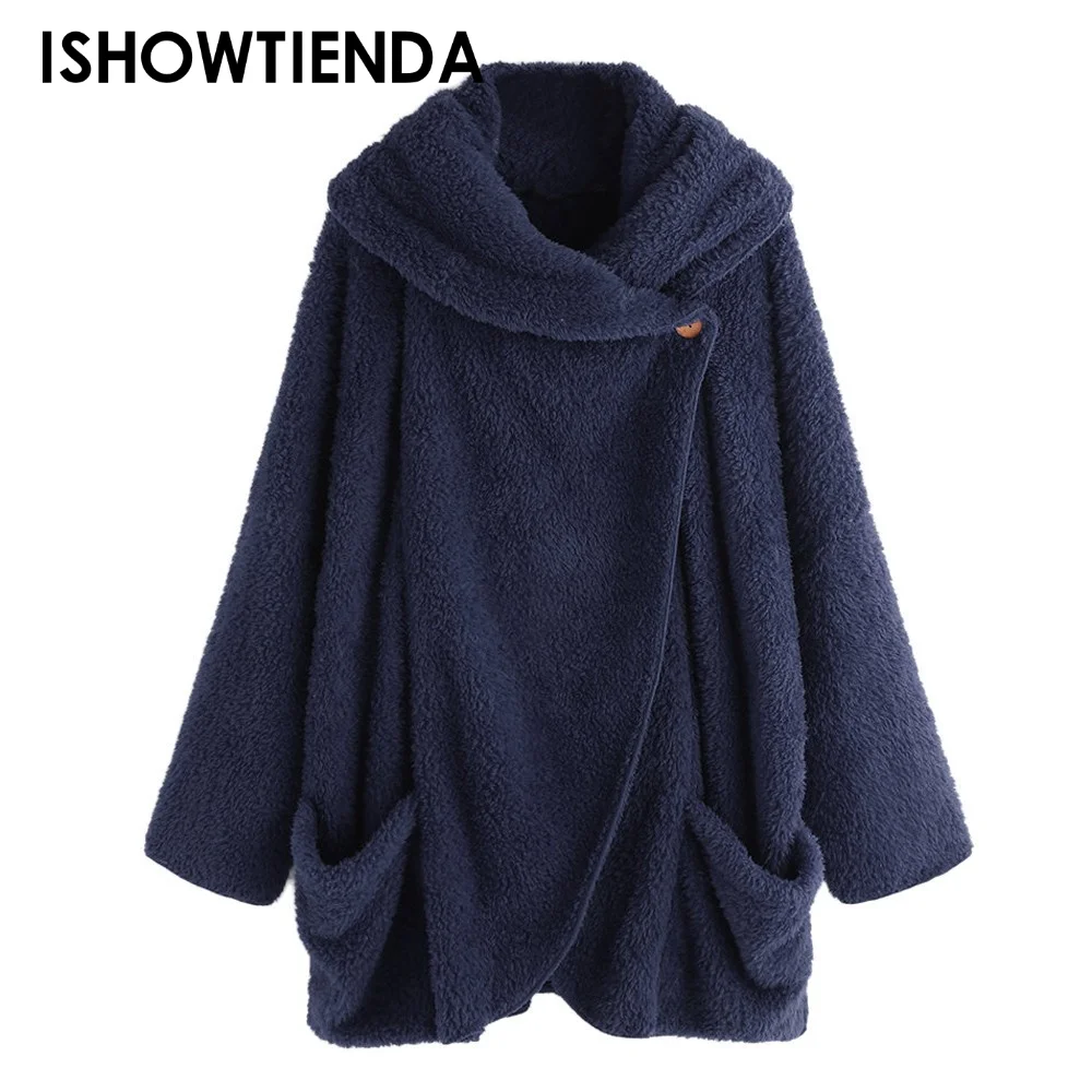 Autumn Winter Coat Women Warm Teddy Bear Coat Wool Jacket Female Plush Coat Hooded Jacket New Women's Coats Solid Color Jacket