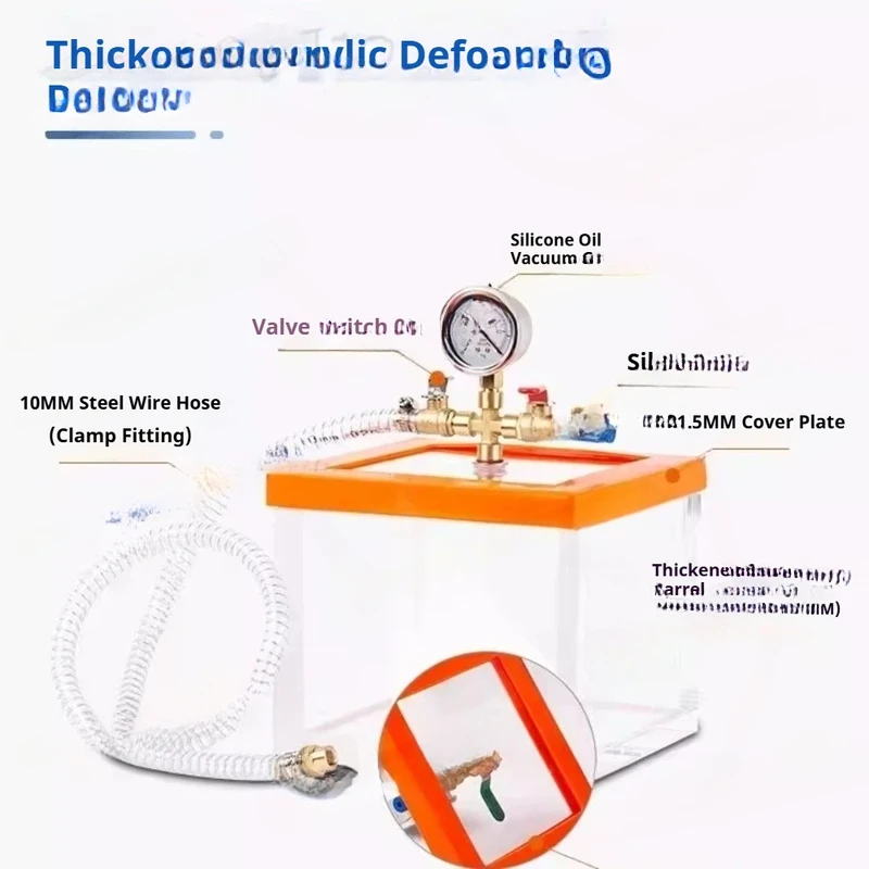Transparent Acrylic Plexiglass Defoaming Tank - Vacuum Chamber For AB /Epoxy Resin/Silica Gel (Crystal Glue Maker)