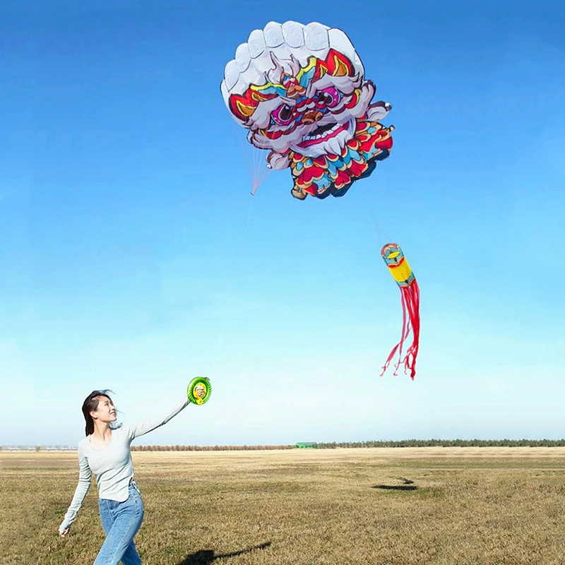 Free shipping lion kite flying soft kite for adults kites line traditional kite professional kite inflatable toys dragon kite