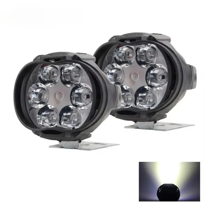 

2PCS Work Lights 6 LED Motorcycle Headlight Spot Light Waterproof Super Bright Auxiliary Scooters Universal 12v Led Bar