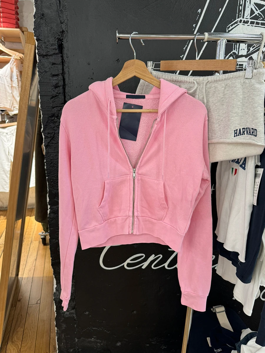 

Розовая тонкая короткая толстовка с капюшоном и карманами, женская осенняя тонкая толстовка на молнии с длинными рукавами, милая повседневная простая спортивная верхняя одежда, новинка