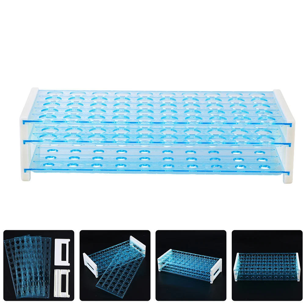 

50 Holes Test Tube Rack Reusable Plastic Laboratory Organizer 15mm Diameter Double Layers