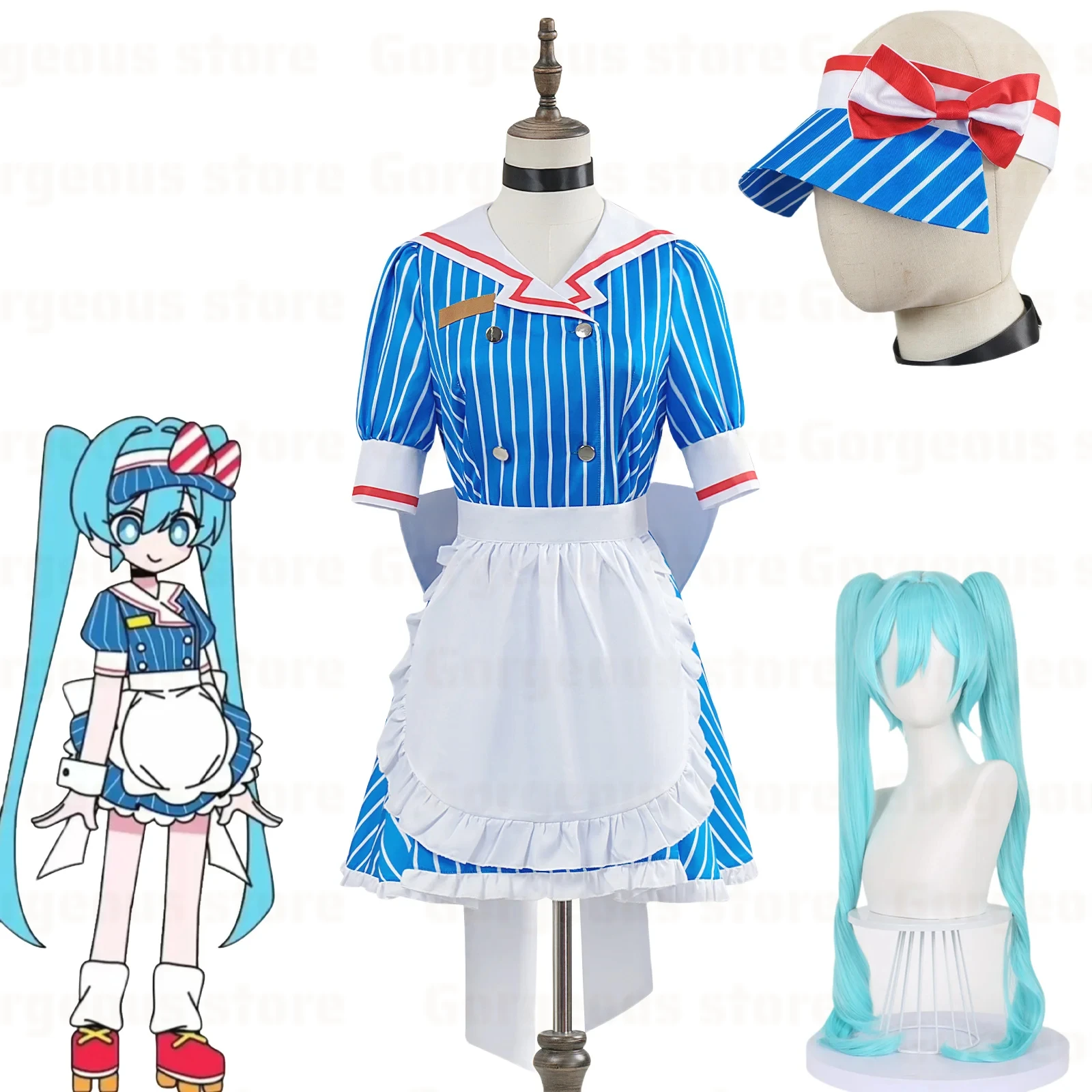 Costume de cosplay uniforme Anime Kasane Teto Mesmerizer avec perruque