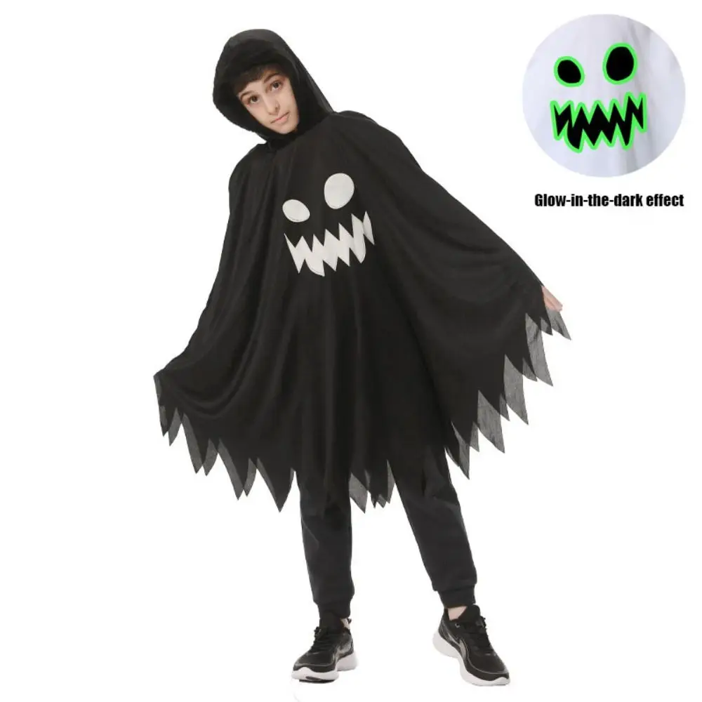 Abbigliamento Prop Mantello fantasma che si illumina al buio Mantello da festa Taglie multiple Costume di Halloween per bambini Interazione divertente Sciolto