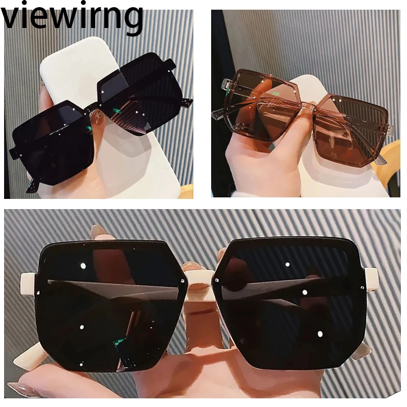 Viewring Fashion UV-Schutz Großrahmige Retro-Sonnenbrille Unisex Quadratische Sonnenbrille Retro-Brille Unisex Polygonale Sonnenbrille