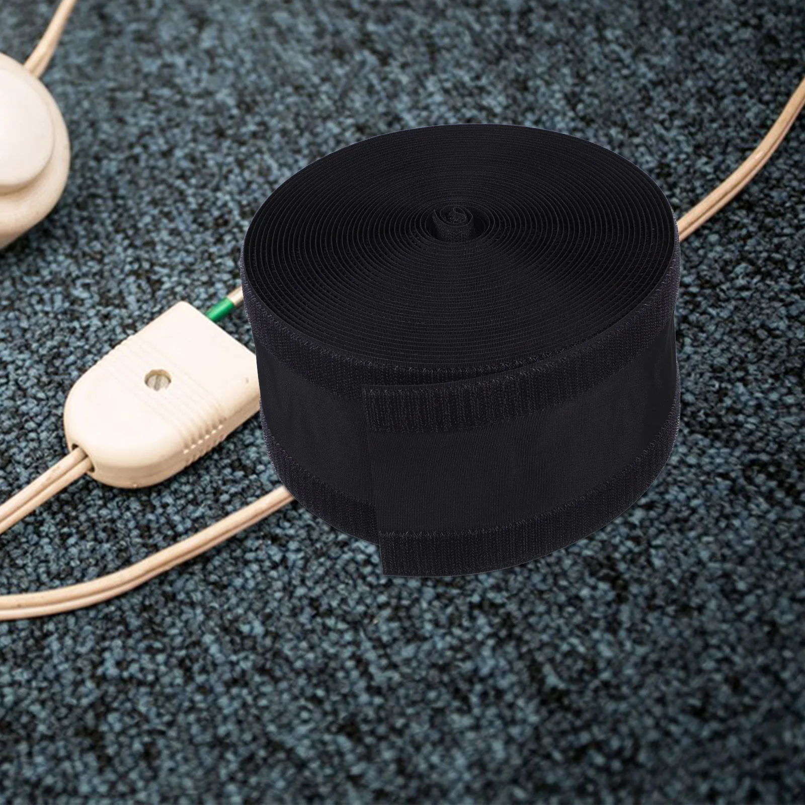 

Sleeve Floor Cable Cover Carpet Protector Hook Loop Strap Black Wire Living Room Reusable Non Residue Cable Protecter