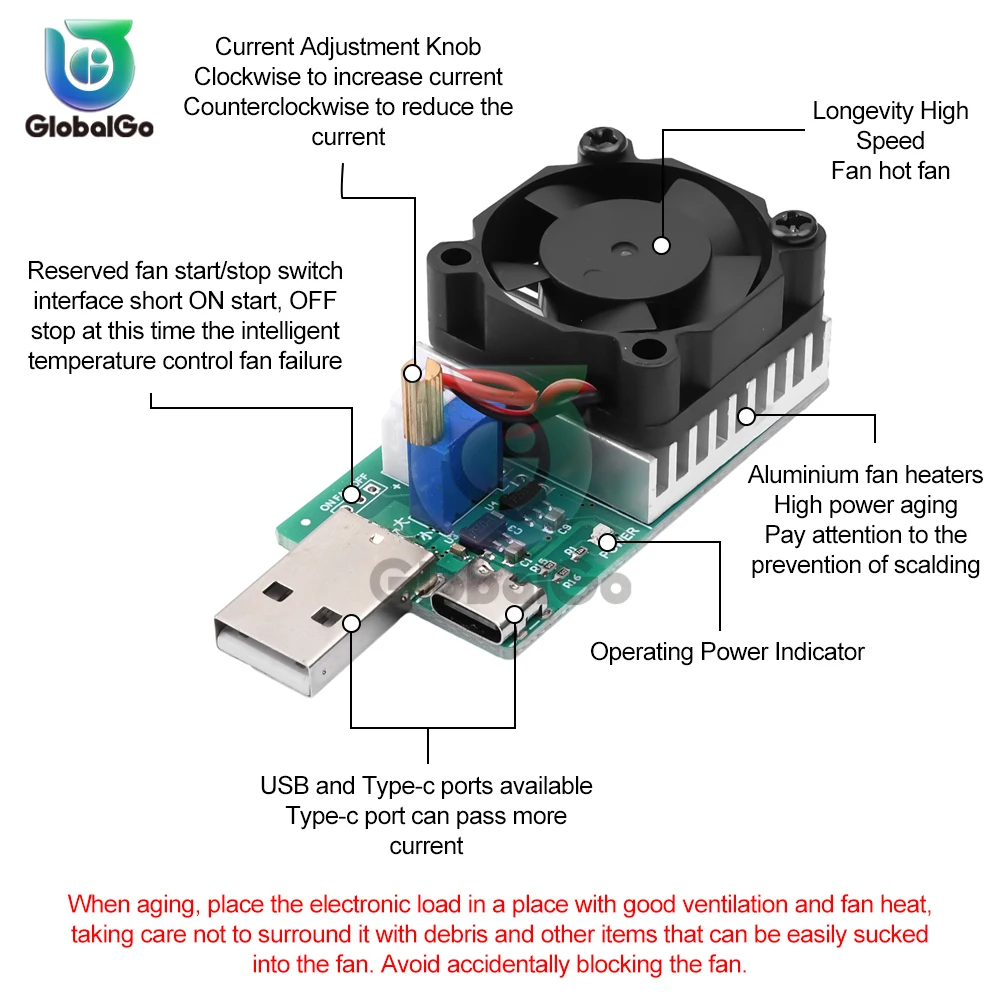 18W/22.5W DC 3.7V ~ 13V Test elektroniczny rezystor obciążenia pojemność rozładowania USB Tester baterii z modułem regulowany prąd wentylatora