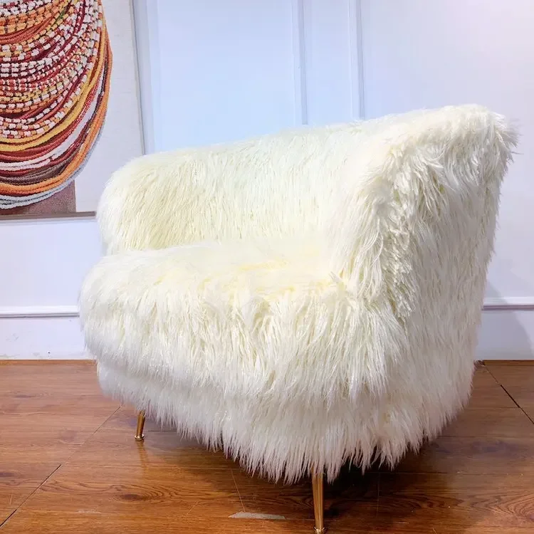 ins style light luxury minimalist sofa Nordic post-modern wool fur sofa buyer's store