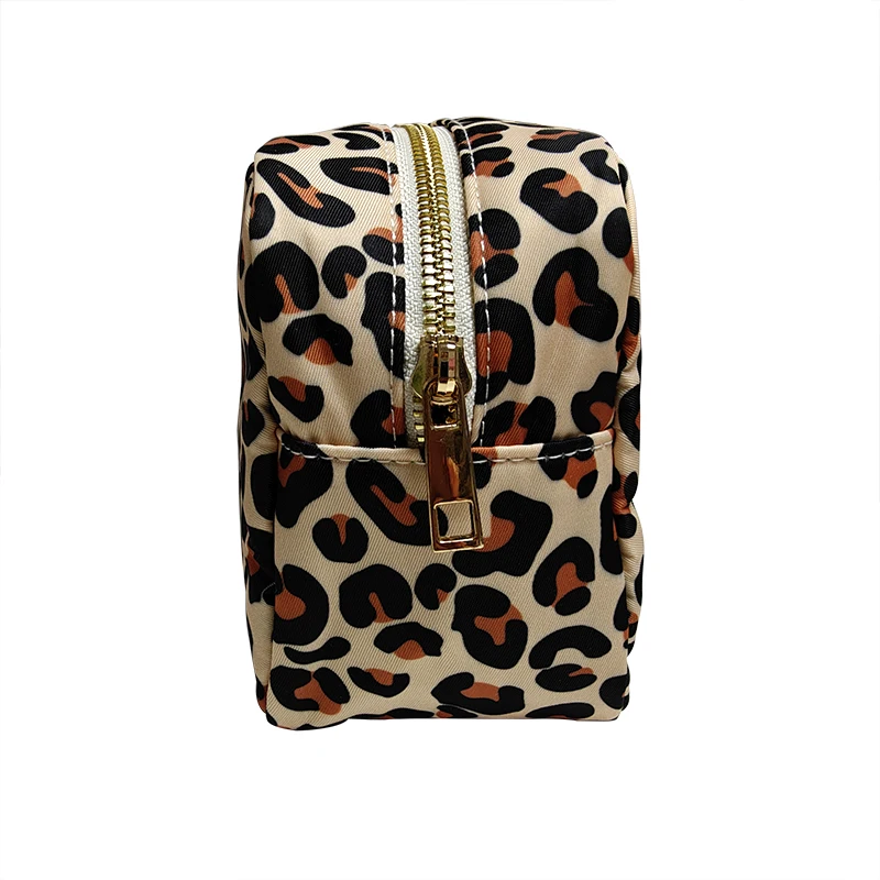 New 4size Leopard Print  Storage Toiletry Bag Customized Small Large Capacity Makeup Bag Waterproof Nylon Cosmetic Bag Organizer