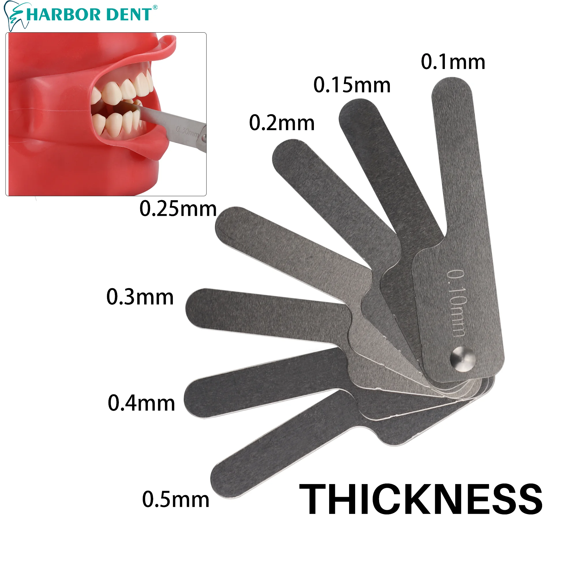 0.1~0.5MM Thickness Oral Dental Interproximal Measuring Ruler Stainless Steel Tooth Gap Measuring Ruler Orthodontic IPR System