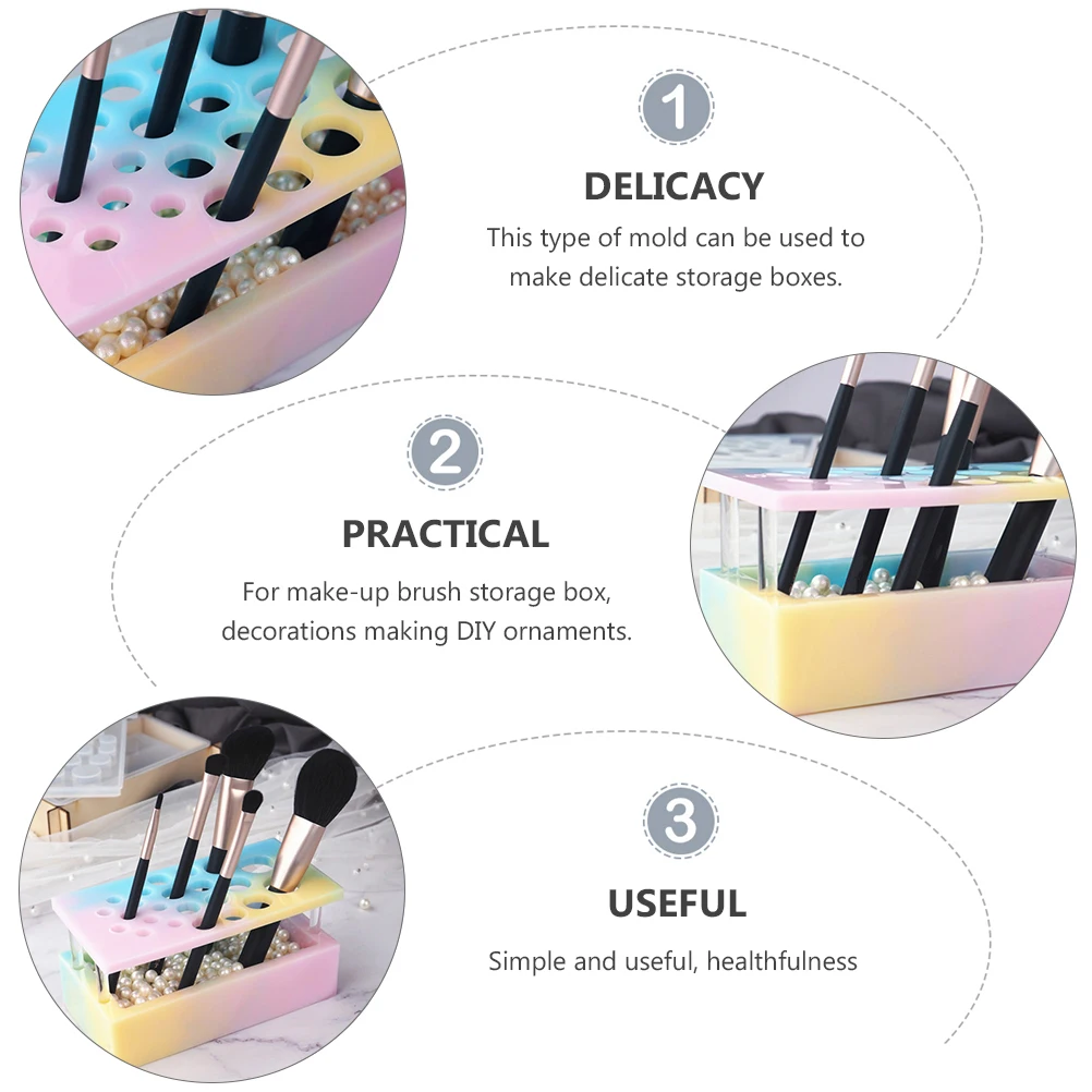 

Box Mold Makeup Brush Insert Silicone Molds DIY Ornament Classification Storage Craft Accessories Wooden Eco Friendly