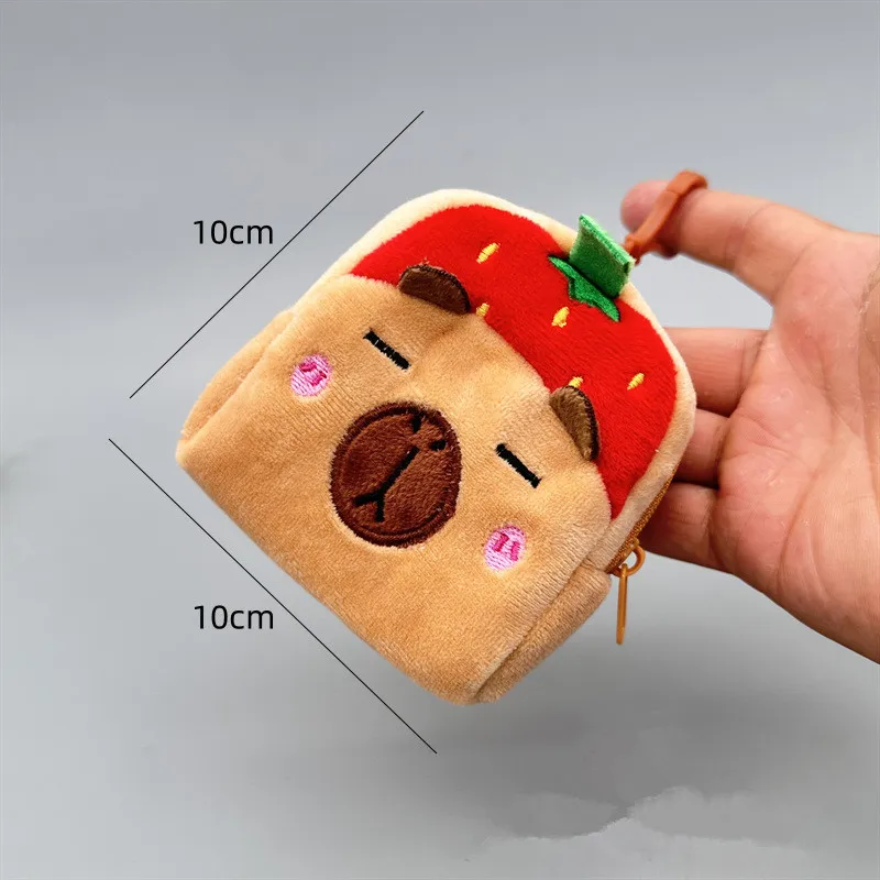 Capybara-Plüsch-Geldbörse, Stoff-Aufbewahrungstasche im minimalistischen Stil, ohne Druckkante, bezaubernder Rucksack-Anhänger für Kopfhörer und Datenkabel – Detail 3